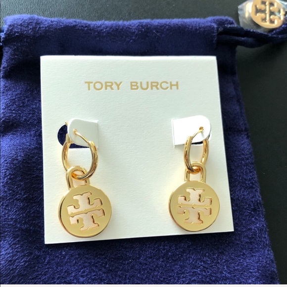 Tory Burch Jewelry - Tory Burch Logo Charm Hoop Earrings